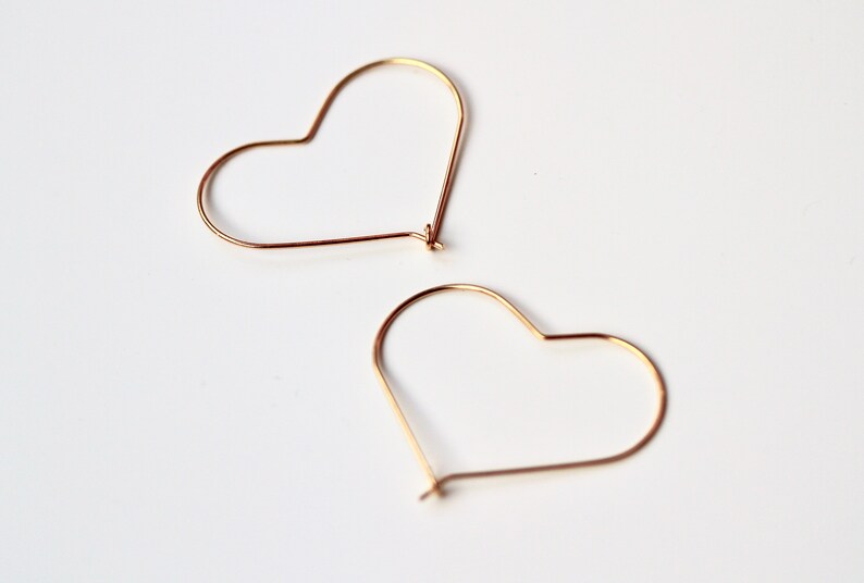 Gold plated earrings heart hoop earrings minimalist earrings romantic gift for her girlfriend sister wife wedding engagement Easter image 3