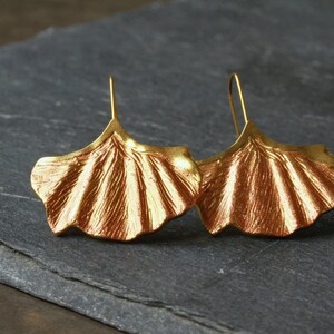 Earrings ginkgo leaf stainless steel genuine gold-plated or copper-plated as an extraordinary gift for women and nature lovers image 5