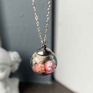 Flower necklace flower jewelry terrarium in cast resin piece garden as a necklace as a gift for her for women girlfriend mother sister image 8