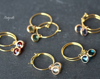 Hoop gold plated earrings / Celestial earrings / special jewelry / gift for her / birthstone / personalized gift