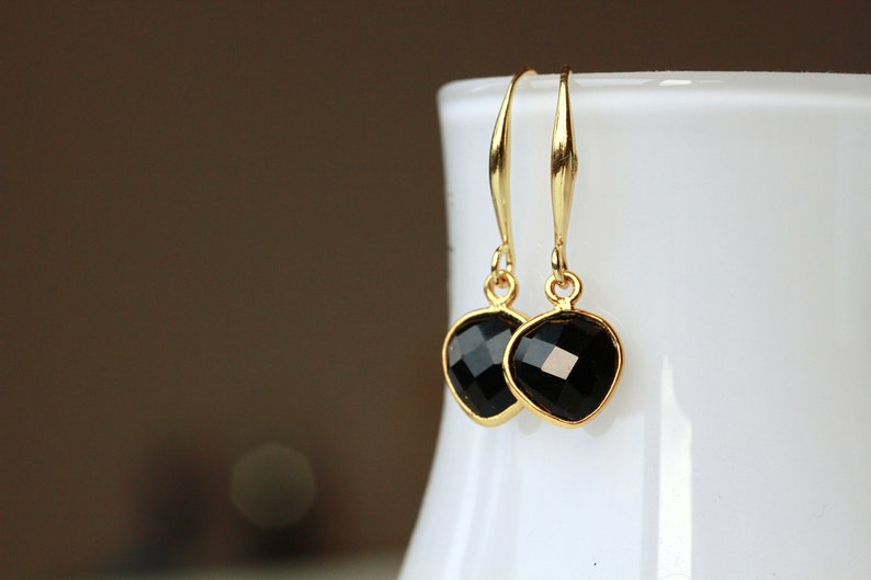 Black onyx earrings gemstone earrings personal gift for her gift for wife girlfriend sister mother image 2