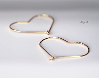 Gold plated earrings heart hoop earrings minimalist earrings romantic gift for her girlfriend sister wife wedding engagement Easter