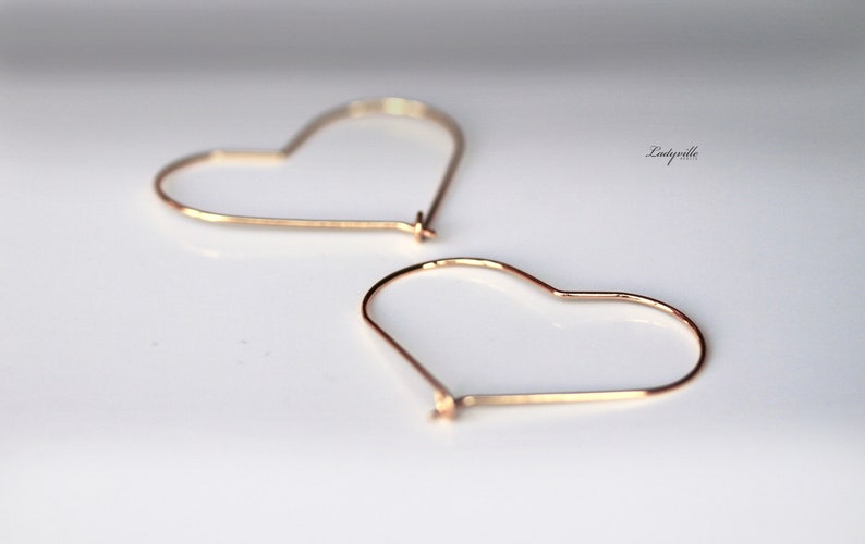 Gold plated earrings heart hoop earrings minimalist earrings romantic gift for her girlfriend sister wife wedding engagement Easter image 1