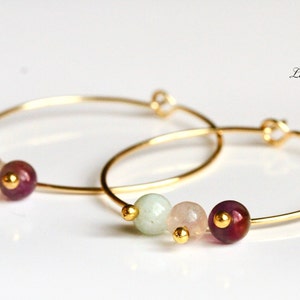 Personalizable earrings birthstone hoop earrings / personalized gift / gift for her / gemstone earrings / minimalist jewelry