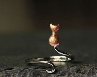 Cat ring chain gift for her girlfriend mother sister for cat lovers cat jewelry playful different versions