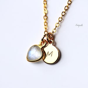 Collar personalizado Piedra de nacimiento / Regalo personalizado / Regalo para ella / Collar de piedras preciosas / Collar inicial / Granate / Amatista