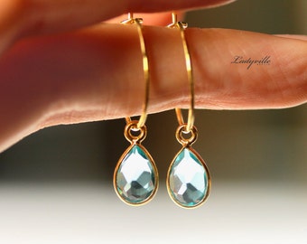 Hoop Topaz Earrings / Heavenly Earrings / Gemstone Jewelry / Gift for Her / Original Jewelry / Birthstone December / Hoop Earrings