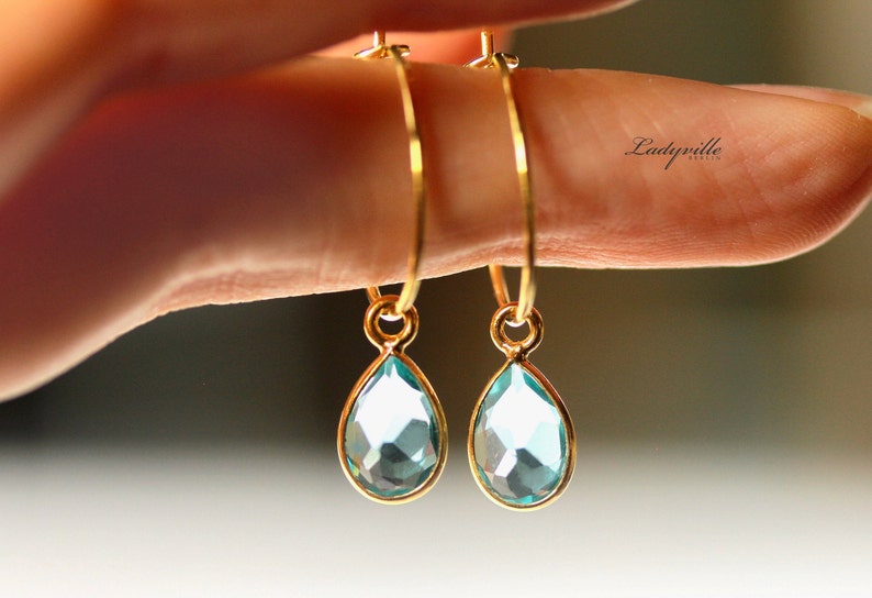 Hoop Topaz Earrings / Heavenly Earrings / Gemstone Jewelry / Gift for Her / Original Jewelry / Birthstone December / Hoop Earrings image 1