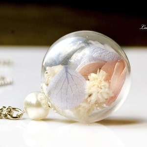 Necklace flowers hydrangeas pastel romantic gift for her for women a floral flower jewelry Mother&#39;s Day Easter gift birthday