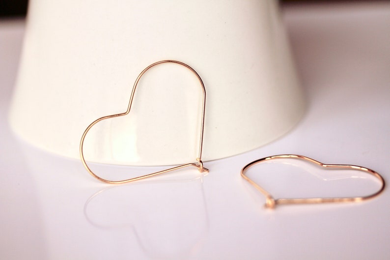 Gold plated earrings heart hoop earrings minimalist earrings romantic gift for her girlfriend sister wife wedding engagement Easter image 2