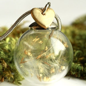 Chain dandelion heart gold leaf stainless steel extraordinary and romantic gift for her girlfriend mother women sister