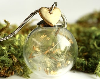 Cadena diente de león corazón hoja de oro acero inoxidable regalo extraordinario y romántico para su novia madre mujer hermana