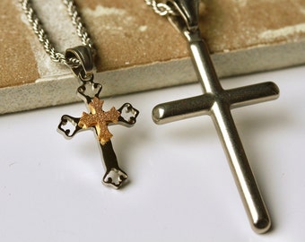 Chain cross silver gold in different versions stainless steel as a stylish gift for him or her as modern unisex jewelry
