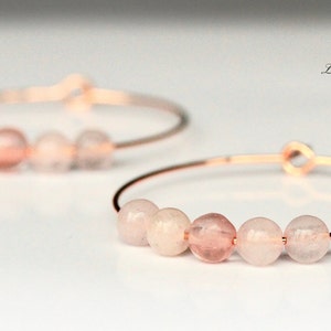 Pearl Hoop Rose Quartz made of stainless steel rose gold-colored gift for her gemstone earrings special gift girlfriend birthstone October