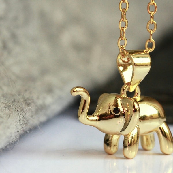 Sterlingsilber Kette Elefant vergoldet Krafttier Geschenk für sie besonderes niedliches Geschenk Naturfreunde Tierfreunde Mutter Frauen
