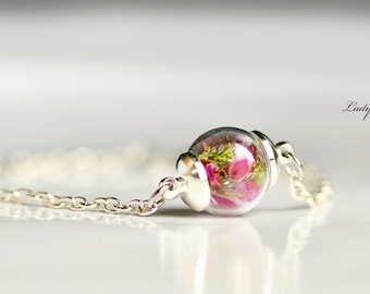 Bracelet - Real Blossoms with Moss in a Glass Ball