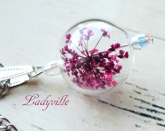 Blossom chain dill blossom glass ball / gift for her / pressed blossom jewelry / special jewelry / flower jewelry / flower jewelry