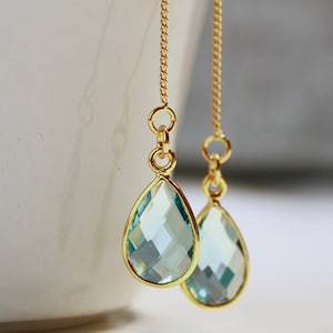 Topaz earrings pull-through earrings December birthstone gemstone jewelry gift for her wife girlfriend sister mother