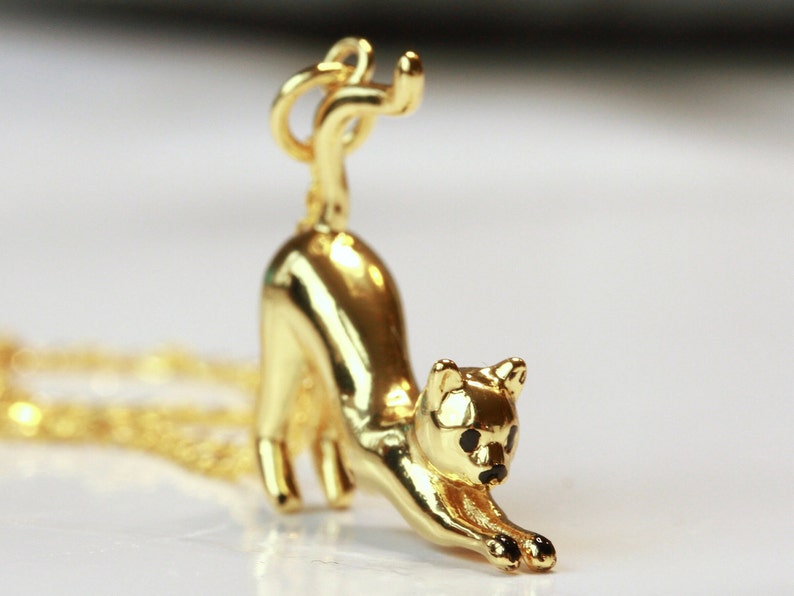 Chain cat sterling silver gold animal jewelry kitten animal minimalist gift for her women sister girlfriend mother image 1