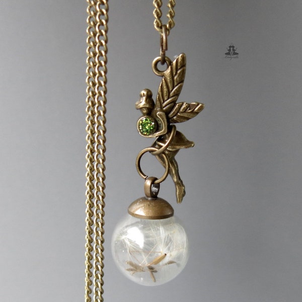 Dandelion necklace angel nostalgia glitter fairy dandelion wish ball glass ball necklace vintage style gift for her girlfriend mother girlfriend