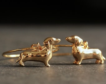 Boucles d'oreilles créoles chien teckel en or comme un bijou teckel extraordinaire un cadeau animal pour vous