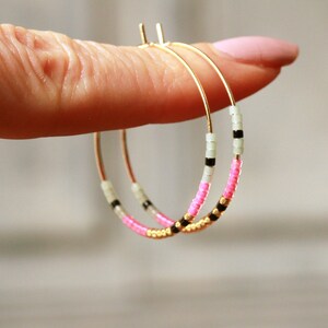 Neon Miyuki Hoop Earrings a pair of handmade beaded earrings as a minimalist gift for her image 6