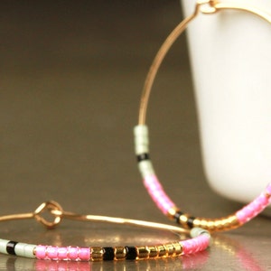 Neon Miyuki Hoop Earrings a pair of handmade beaded earrings as a minimalist gift for her image 2