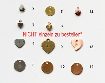 Personalisierter Anhänger / Add-on / NICHT einzeln bestellbar /Anhänger Herz / Anhänger Vogel / personalisierter Charm / Anhänger Buchstabe