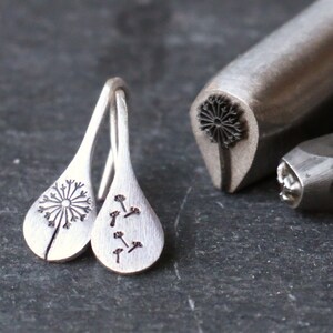 Silver earrings dandelion / Sterling silver hand stamped dandelions / Gift for her / Dandelion jewelry / especially jewelry / Birhtdaygift zdjęcie 9