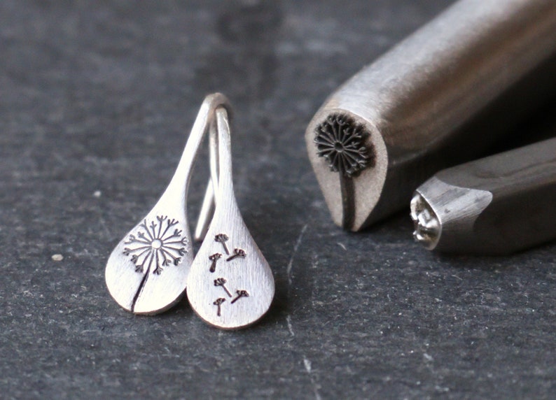 Silver earrings dandelion / Sterling silver hand stamped dandelions / Gift for her / Dandelion jewelry / especially jewelry / Birhtdaygift zdjęcie 9