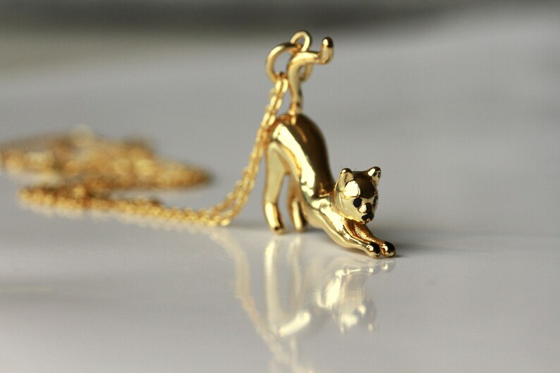 Chain cat sterling silver gold animal jewelry kitten animal minimalist gift for her women sister girlfriend mother image 2