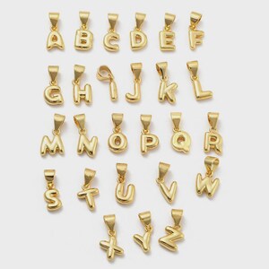 Colgante de burbuja con letra del alfabeto, complemento de dije de globo chapado en oro como regalo personalizado para ella, para collares y pulseras.