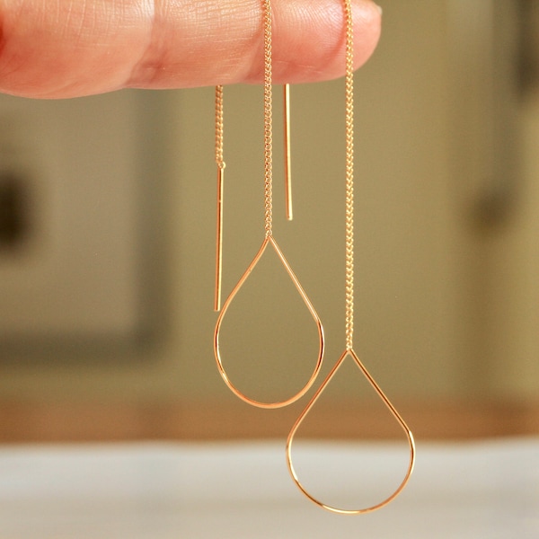 Pull-through earrings drops modern / minimalist jewelry / gold-plated / chain earrings / threader earrings / geometric