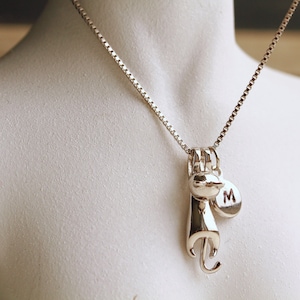Sterling silver chain cat affectionate cat as a gift for her minimalist chain real 925 silver jewelry for animal lovers necklace