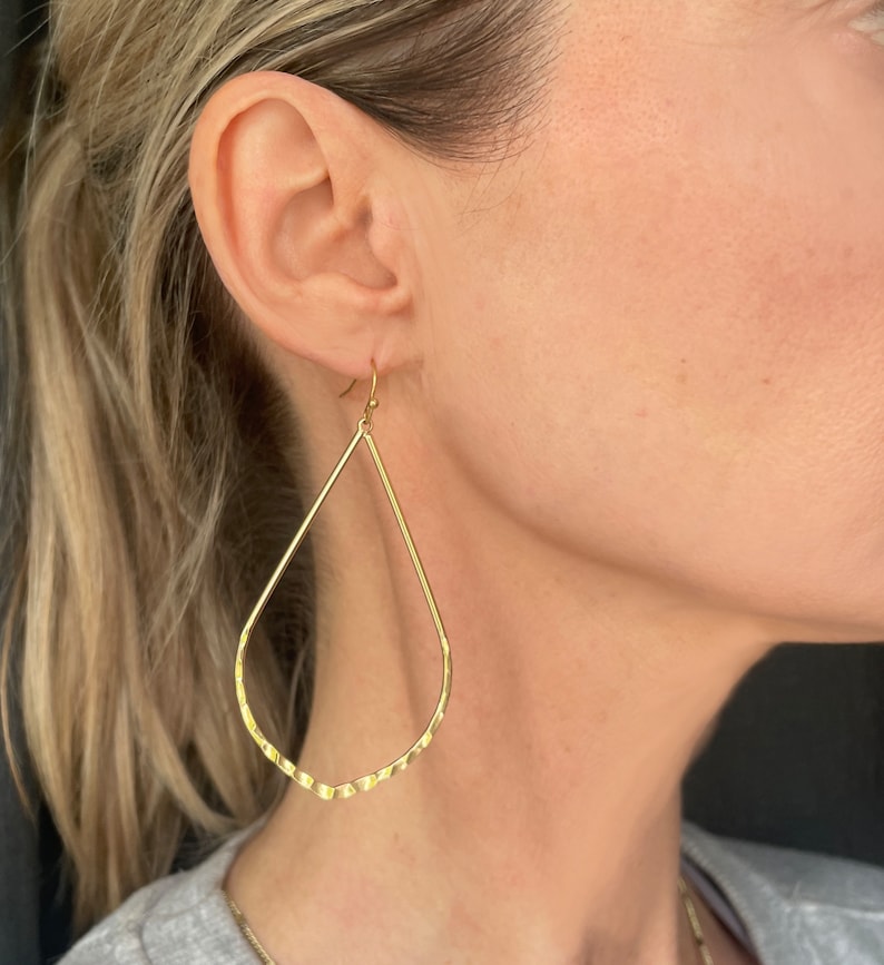 Pendientes de hojas grandes, auténticamente chapados en oro, como pendientes llamativos XXL, un regalo brillante para las mujeres imagen 2