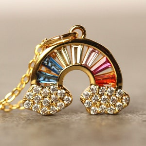 Collar de oro arco iris / regalo para ella / regalo especial / joyería símbolo / collar moderno / collar multipiedra / collar minimalista imagen 3