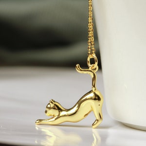 Chain cat sterling silver gold animal jewelry kitten animal minimalist gift for her women sister girlfriend mother image 4