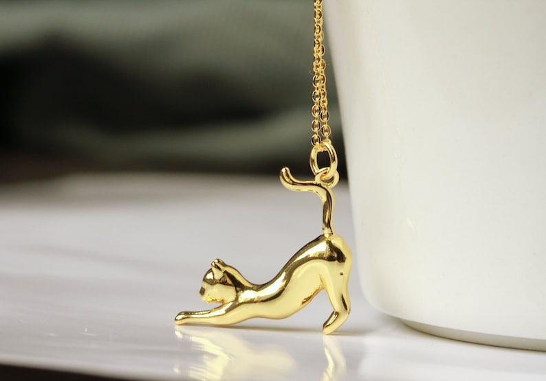 Chain cat sterling silver gold animal jewelry kitten animal minimalist gift for her women sister girlfriend mother image 4