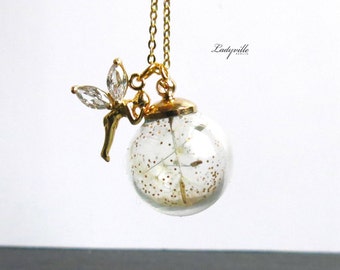 Kette mit Anhänger Engel mit Zirkonia: Pusteblumen Halskette Fee