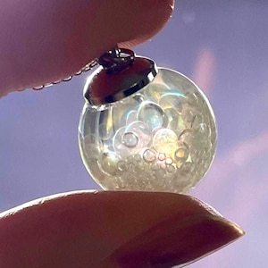 925 Sterling Silver Soap Bubble Necklace: Necklace with Rainbow Beads in Resin