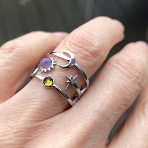 DyNec Sonnenfänger Mond & Sterne – Mit Amethyst-Kristall, Goldener Kette, Für Fenster & Garten
