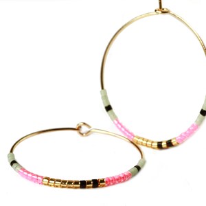 Neon Miyuki Hoop Earrings a pair of handmade beaded earrings as a minimalist gift for her image 9