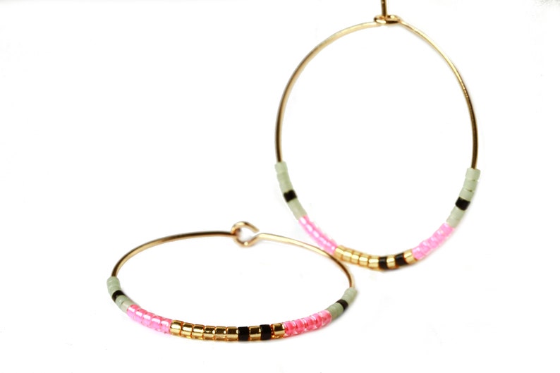 Neon Miyuki Hoop Earrings a pair of handmade beaded earrings as a minimalist gift for her image 9