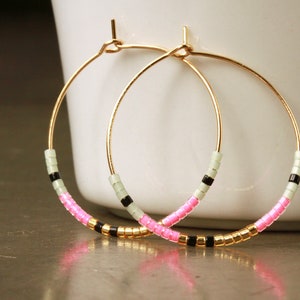 Neon Miyuki Hoop Earrings a pair of handmade beaded earrings as a minimalist gift for her image 8