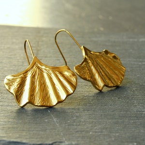 Earrings ginkgo leaf stainless steel genuine gold-plated or copper-plated as an extraordinary gift for women and nature lovers image 6