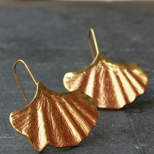 Earrings ginkgo leaf stainless steel genuine gold-plated or copper-plated as an extraordinary gift for women and nature lovers image 1