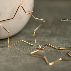 Gold-plated earrings star hoop earrings / statement earrings / gift for her / star earrings / Christmas jewelry / minimalist jewelry