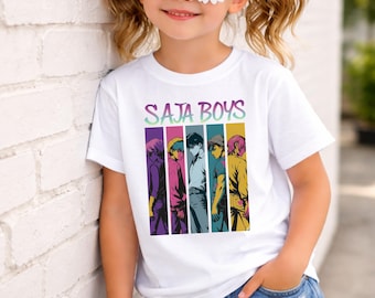 SAJA retro anime-T-shirt voor jongens – Kleurrijk tekenfilm-kindershirt, vintage art-peutershirt