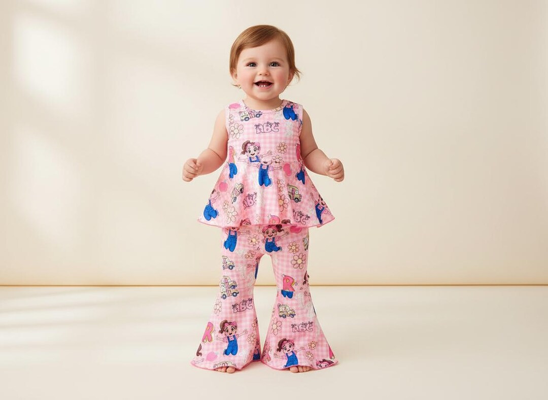 Toddler Ruffle Bottom Ms. Rach*l Inspired Pink Bell Bottom Outfit – Toddler Ruffle Peplum Top ...