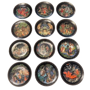 Vintage Set of 12 of Tianex Russian Legends Collector plates 1988-90Bradford exchange